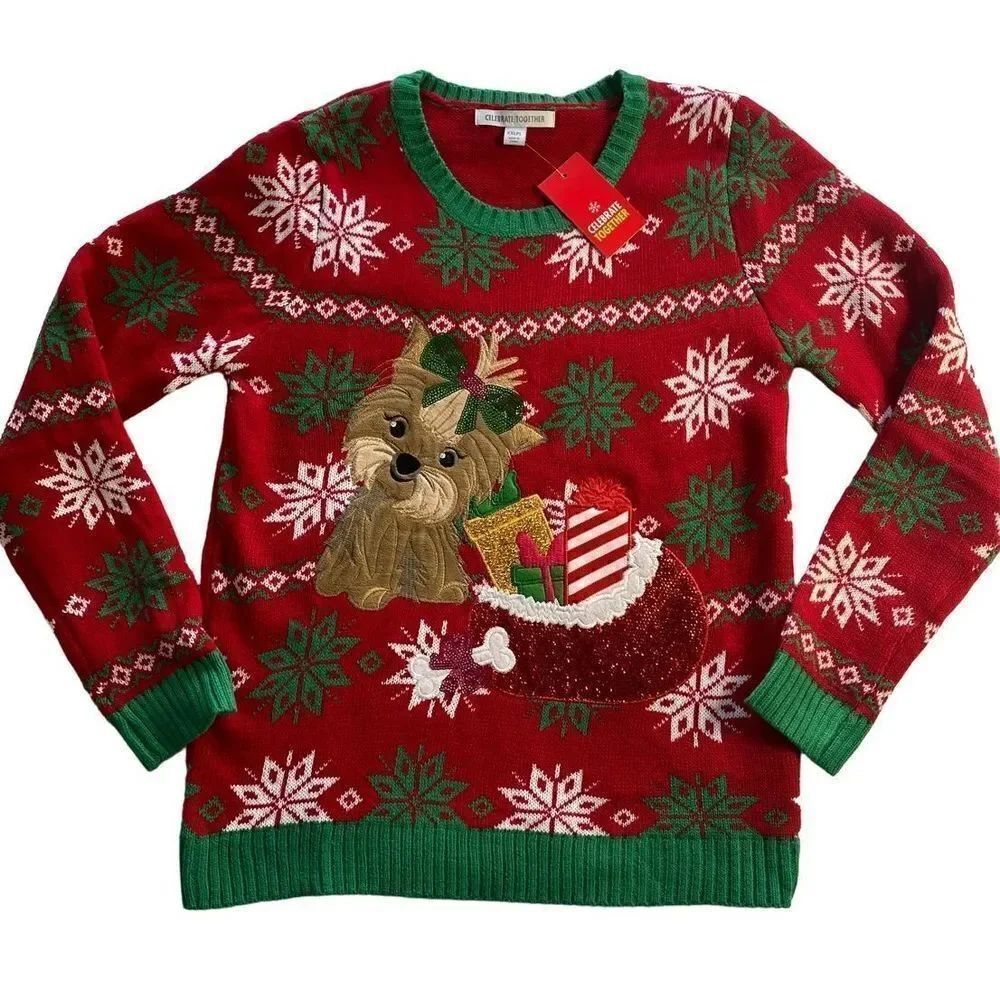 Celebrate Together Girls XXL Plus Dog Christmas Sweater